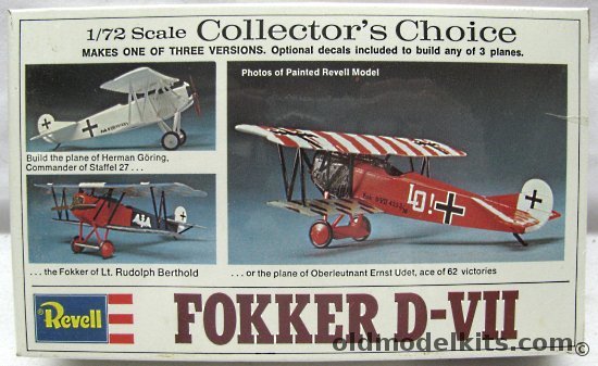 Revell 1/72 Fokker D-VII - Herman Goring's Aircraft / Ace Oberleutnant Ernst Udet / Lt. Rudolph Berthold - Collector's Choice Issue, H71 plastic model kit